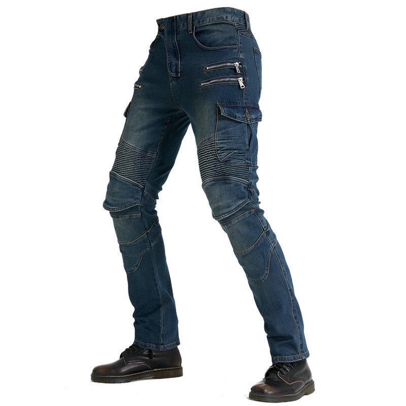 Herren Vier-Jahreszeiten Motorrad-Fahrjeans mit Schutzausrüstung, Lässiger Offroad-Reißverschluss-Stil, Sturzsichere Rennhose