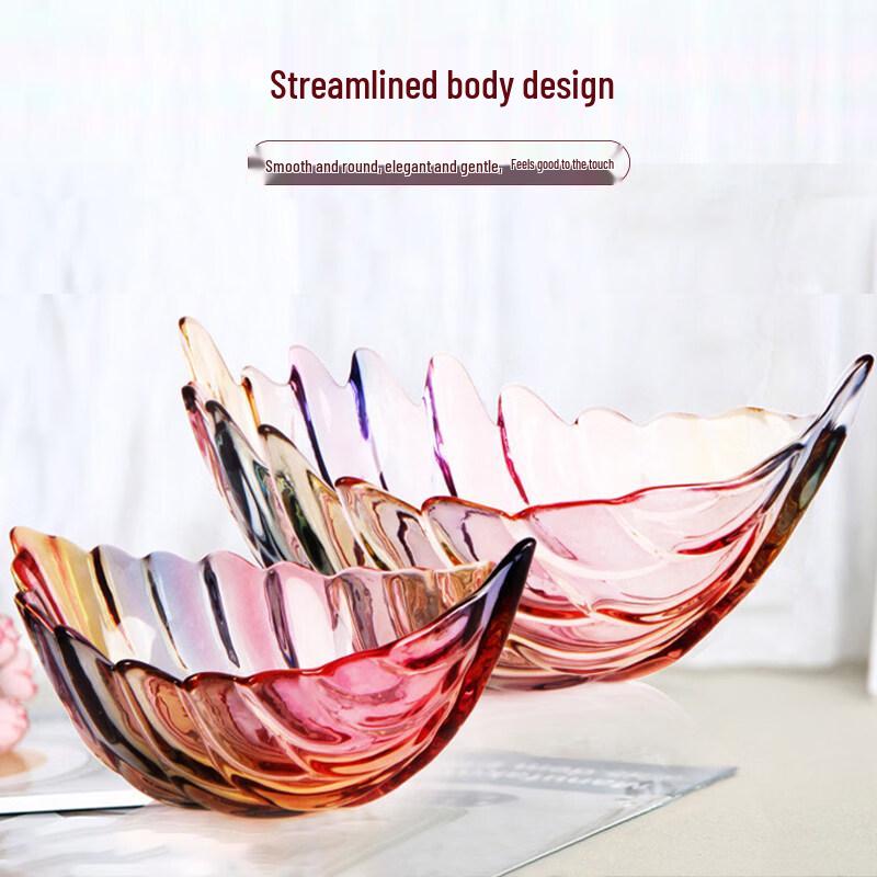 Flavinmci Crystal Glass Leaf Fruit Bowl