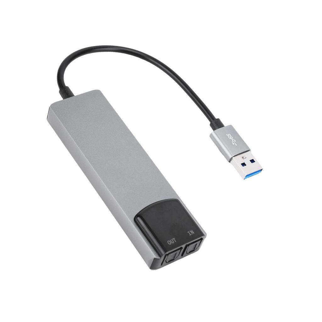 7.1 USB Surroundlydkort med SPDIF Digital Lyd Høyoppløselig Musikk Eksternt Lydkort for Bærbar PC Sølv