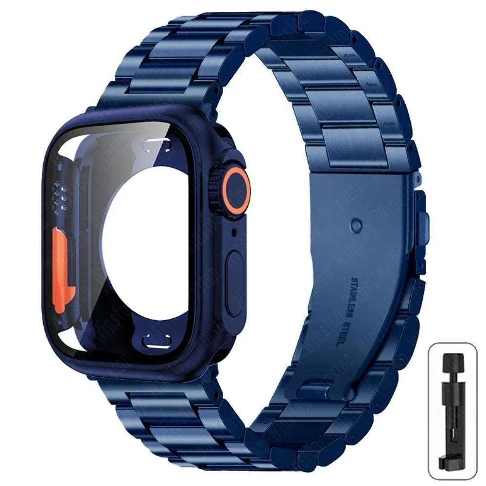 Strap+Case for Apple Watch 11 10 42mm 46mm 9 8 7 41mm 45mm Metal Band PC Case For  iWatch Series 6 5 4 SE 40mm 44mm Watchband