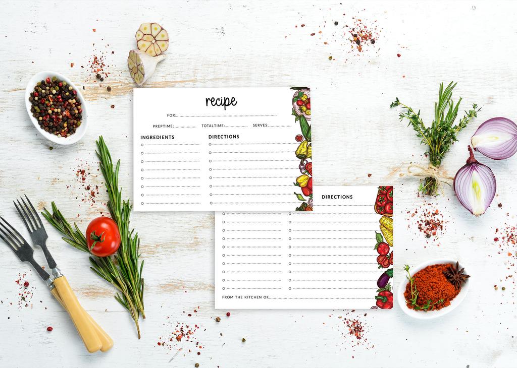 Inkdotpot 4x6 Inch Recipe Cards (Set of 50) , Thick Double Sided Premium Card Stock- Modern Style White Recipe Notecards