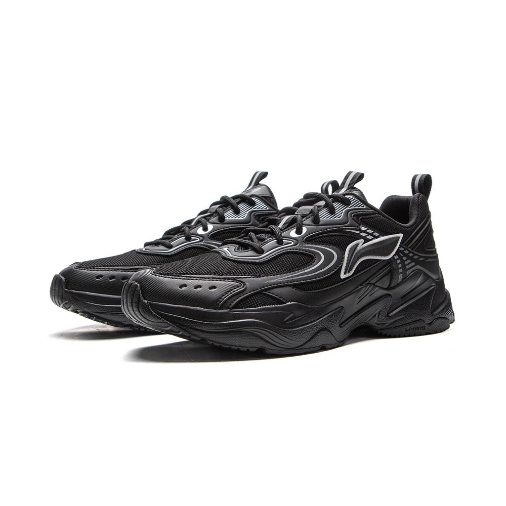 Li Ning Sports Lifestyle Series Synthetic Leather Classic Casual Low-Top Dad Shoes Men Sneakers Black AGCV433-3