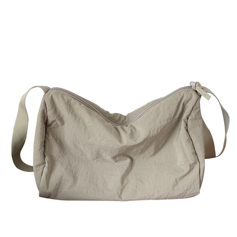 Folded Soft Cloth Bag Women's Messenger Bag Japanese Canvas Bag Student Class Bag Large Capacity Simple Cloth Bag Shoulder Bag Tide