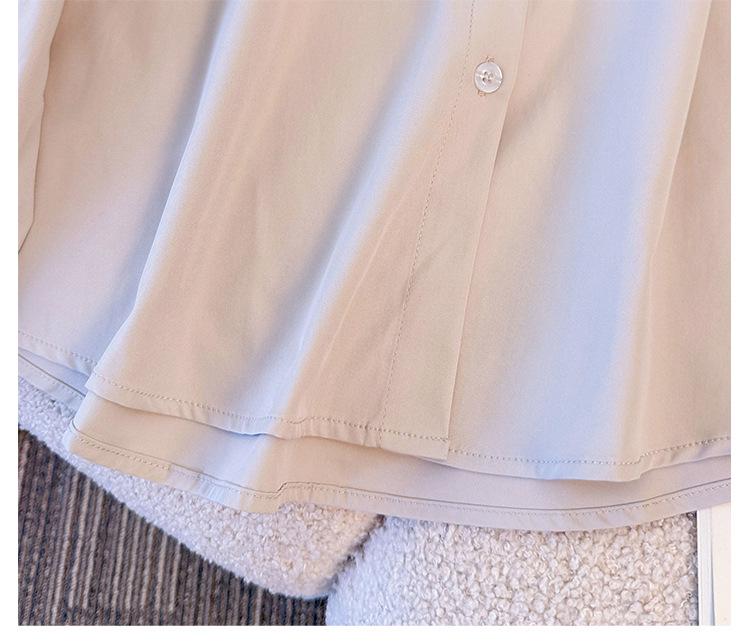 Plus Size Women's French V-neck Bowknot Shirt for Autumn & Winter (130-350 jin)