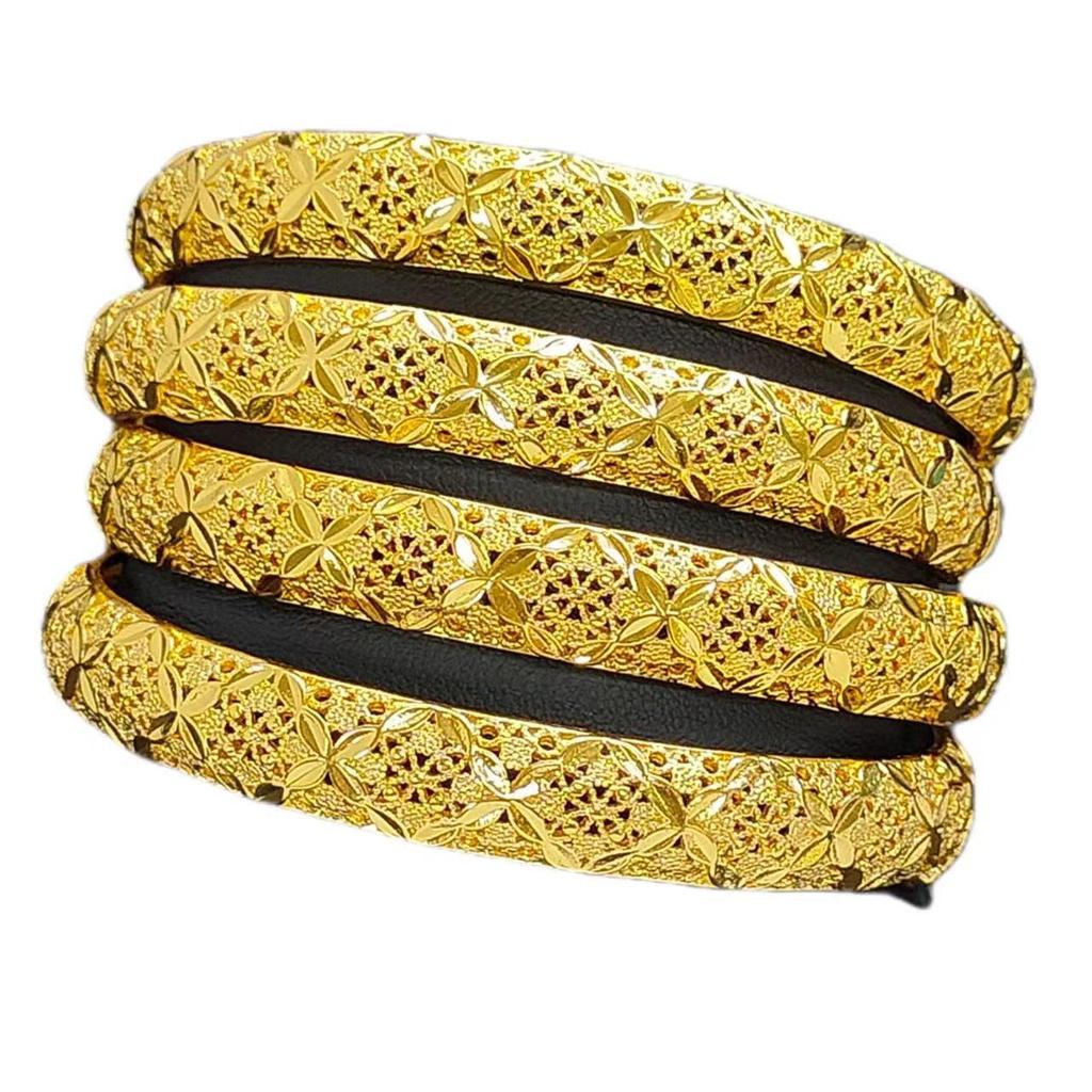 Gold-Plated Floral Leaf Bracelet: Non-Fading Bridal Bangle