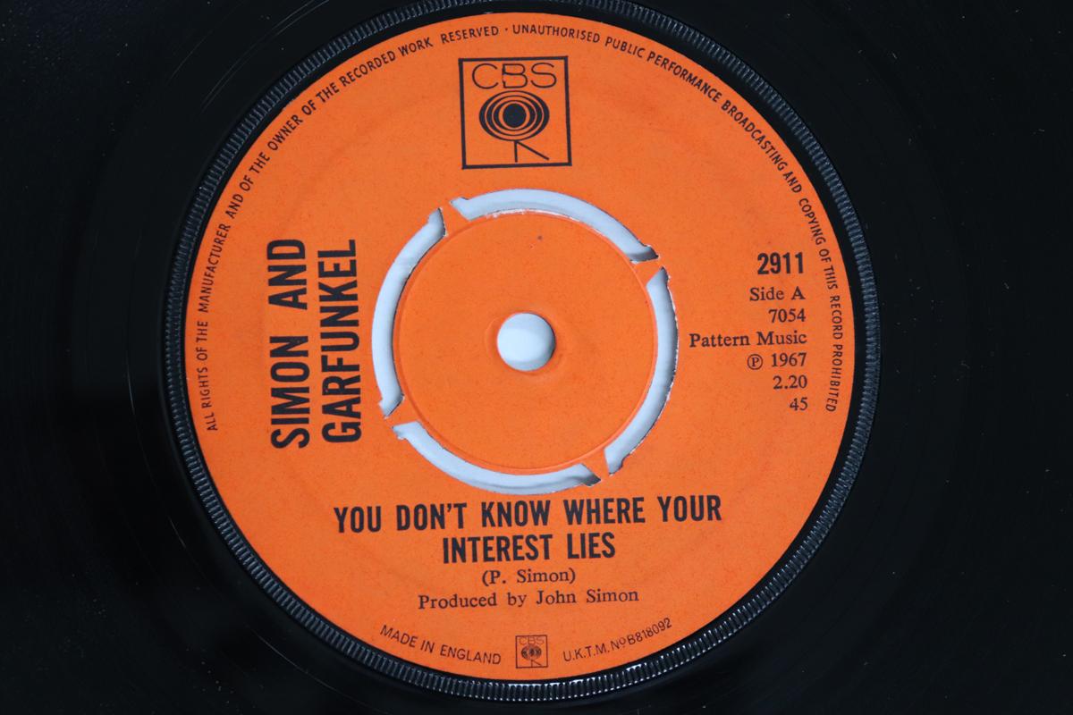 

7inch Record SIMON & GARFUNKEL - You Don t Know Where Your Interest 2911 CBS 1967 UK Rock Used