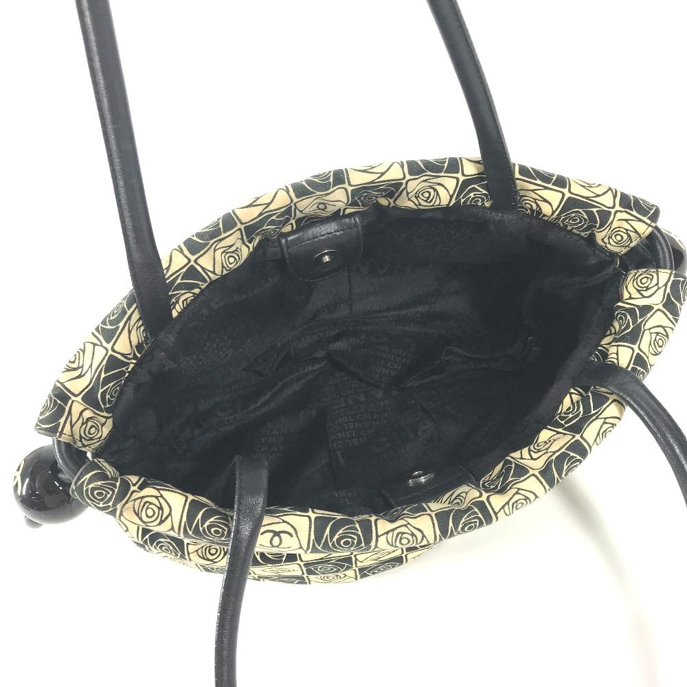 CHANEL Coco ball Camellia CC CC Mark Shoulder Bag Tote Bag Canvas Black/White