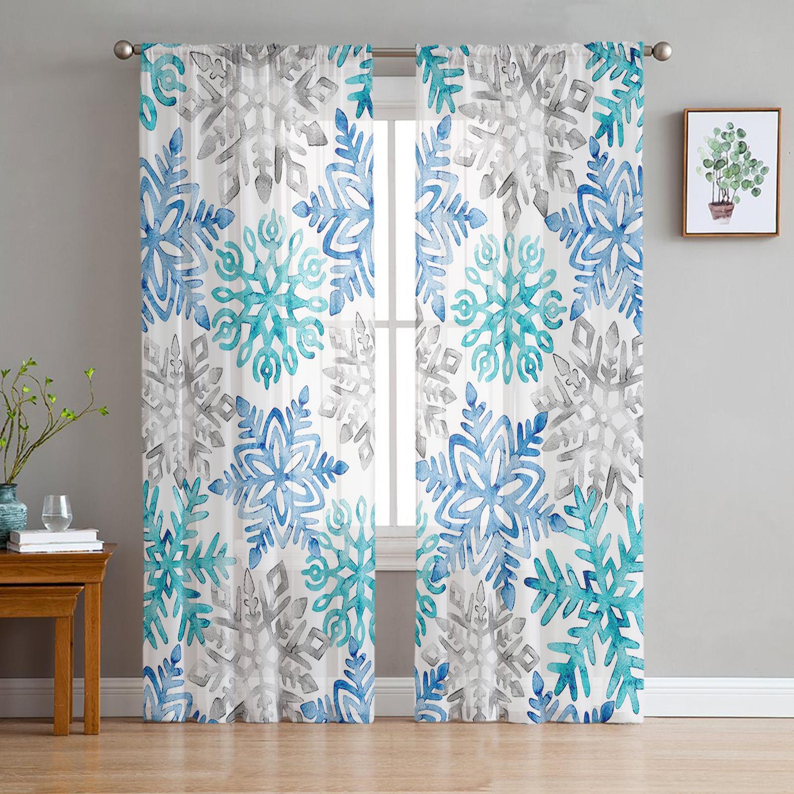 Рождественские сине-зеленые снежинки для гостиной — фото 2