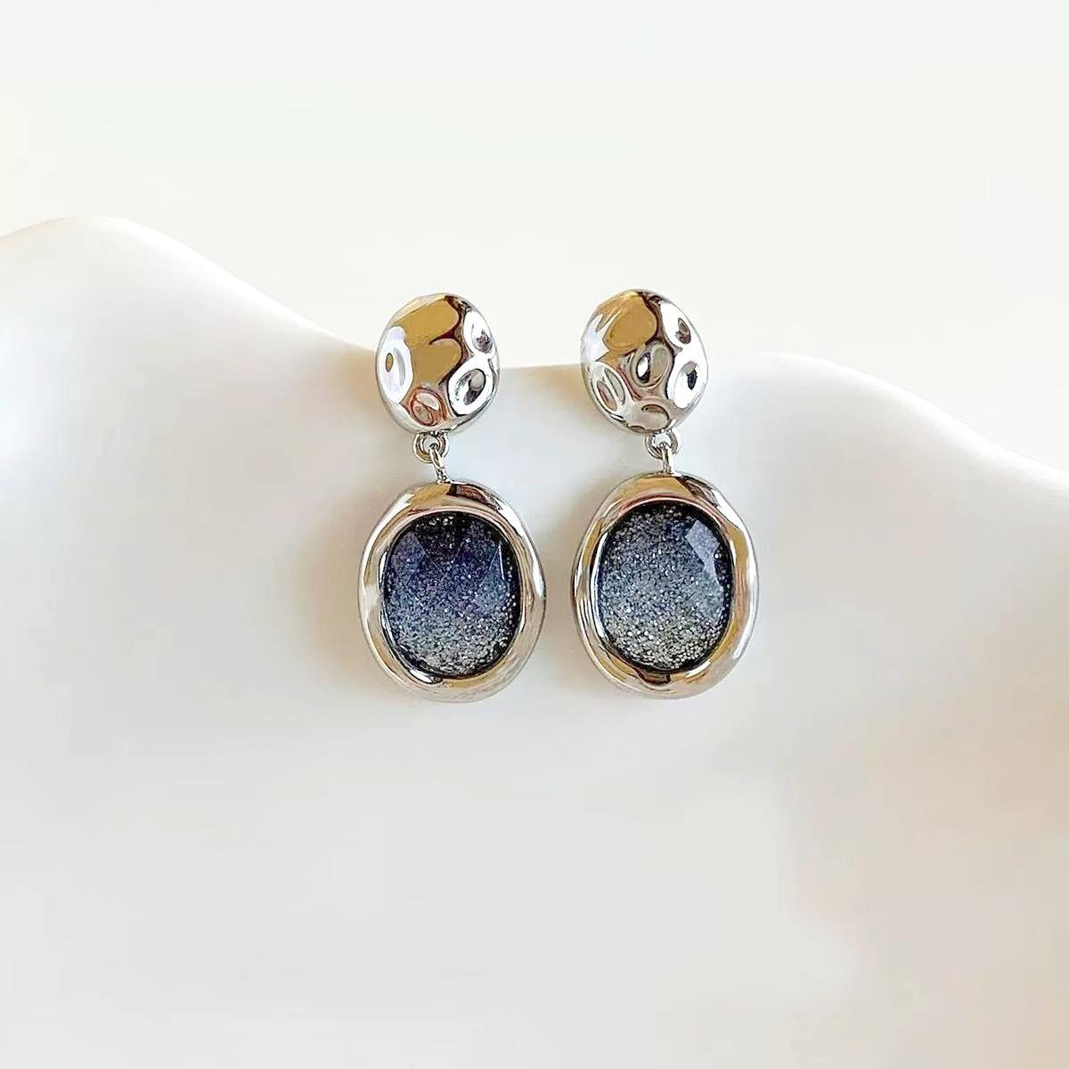 

Korea Style Gradient Blue Oval Drop Earrings for Women Girls Exquisite Sweet Cute Daily Wear Dangle Earrings Jewelry Accessories