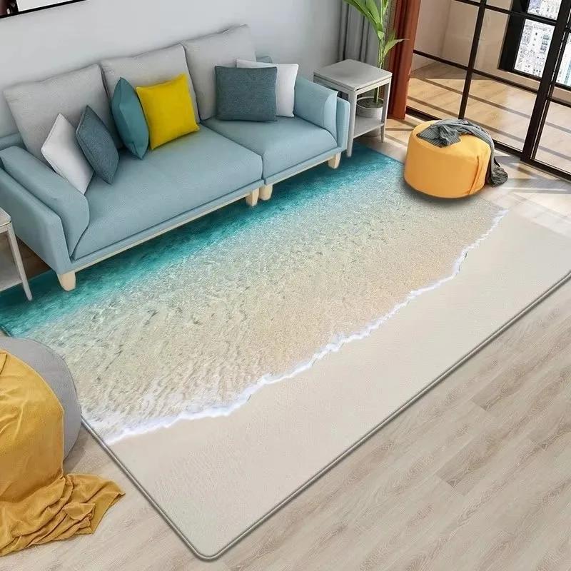 Beach Waves Printed Carpets for Living Room Kids Room Rug Kitchen Mat Floor Carpets Modern Entrance Mat Home Bathroom Rugs INS