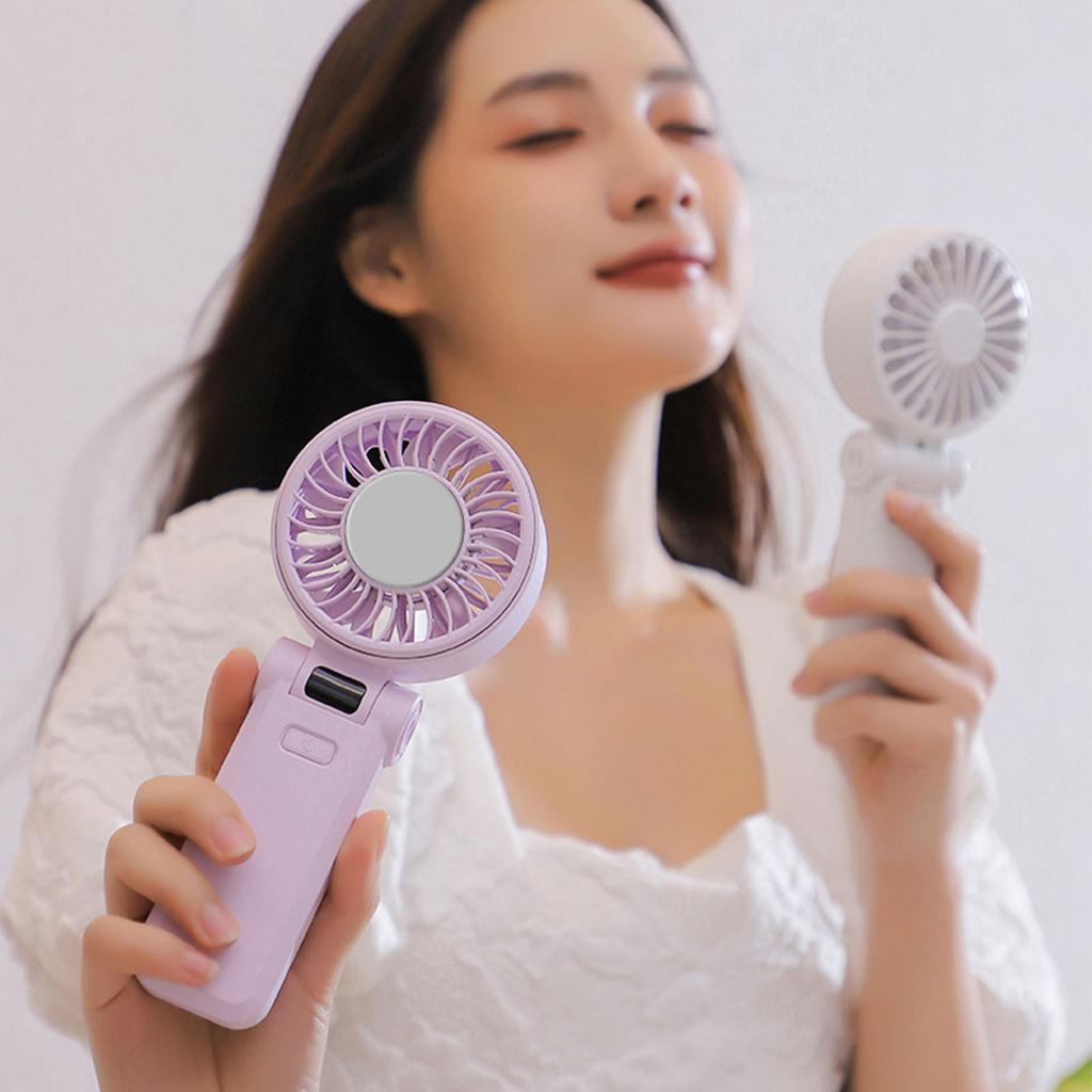 Foldable Handheld Fan 5 Speed Digital Display Quiet   Lasting Running   Fan with Lanyard for Daily Use Outdoor