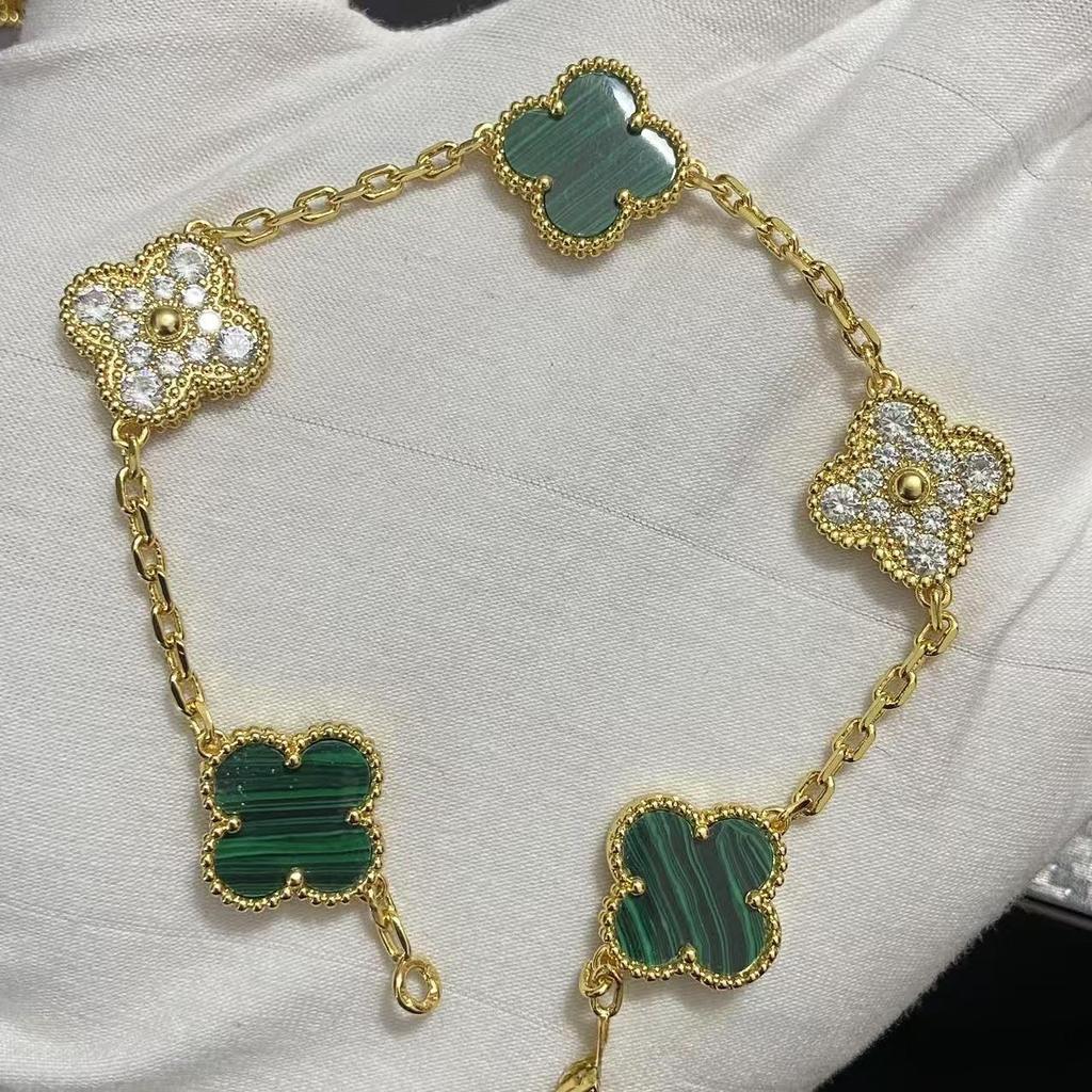 Nuova Versione Bracciale Quadrifoglio Cinque Fiori Agata Rossa Naturale Madreperla Bianca Bracciale da Donna Bracciale Laser