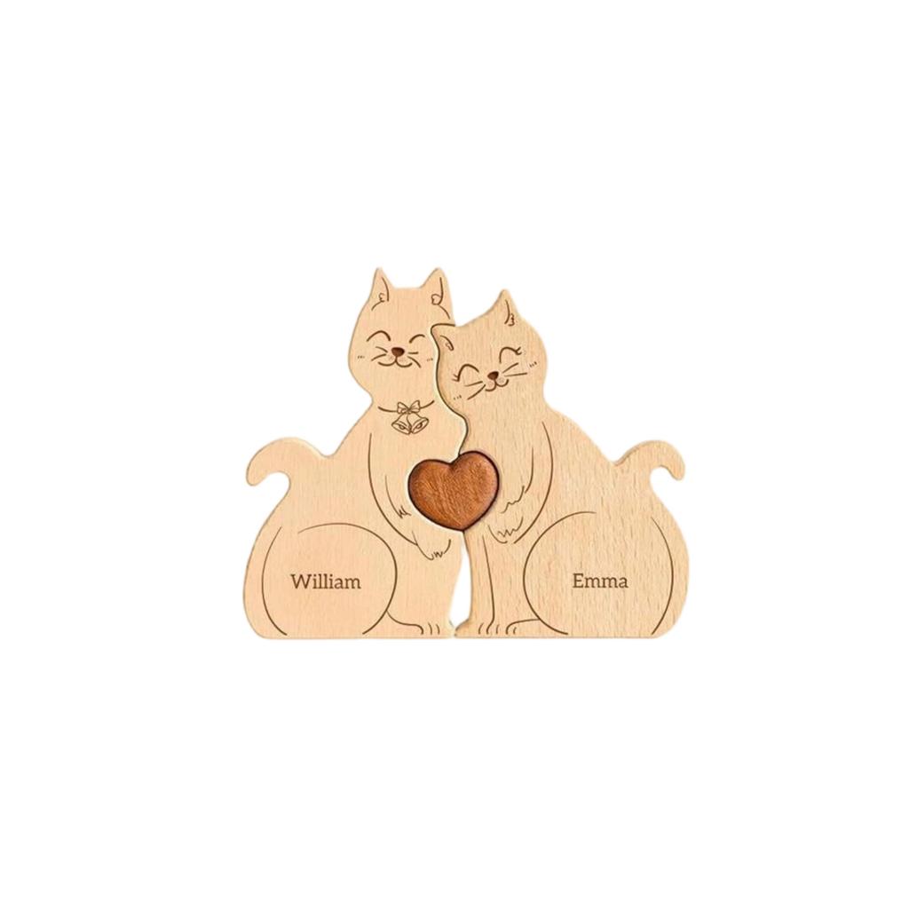 Wooden Family Puzzle Set, Home Decoration, Carving Ornament, Party Decoration, Crafts.