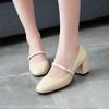 High Quality Soft Leather Solid Color Women Pumps 2025 Summer New Style Thick Heels Fashion High-heeled Women's Shoes Size 32-45