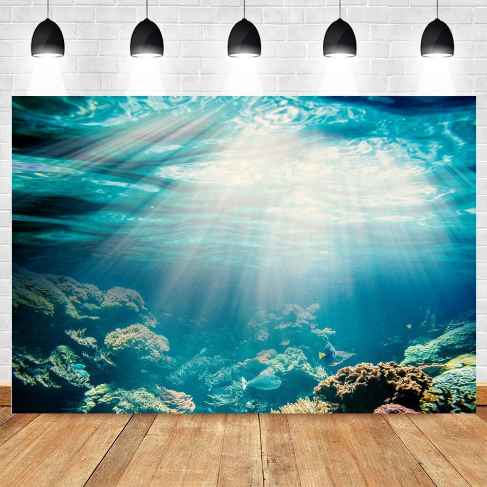 Underwater World Seabed Photography Backdrop Decor Ocean Undersea Fish Coral Baby Birthday Background Photo Studio Props Custom