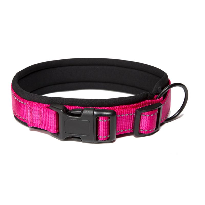 Classic Nylon Dog Collar, Adjustable Reflective Pet Collar with Submersible Padding & D-Ring Outdoor Dog Walking for Small and Large Dog
