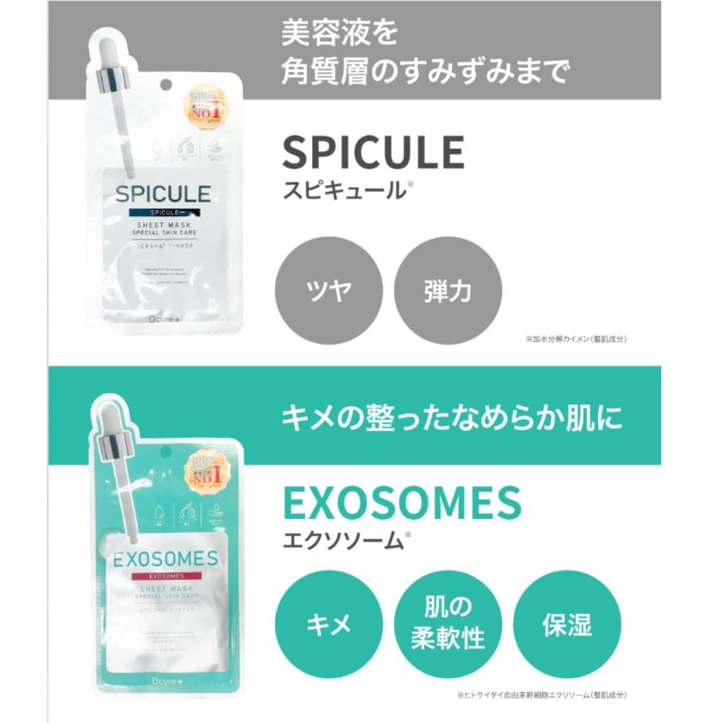 PICOMONTE Face Korean Cosmetics Trial 1 of Human Stem Cell Dcure+ Mask, (4 Types, Each Exosomes, SPICURE, Extract, Glutathione)
