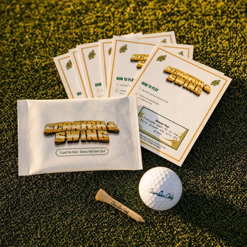 Scratch and Swing Golf Game Cards 3 Pack Interactive Scratch-Off Game for Golf Enthusiasts Includes Bonus 19th Hole Card