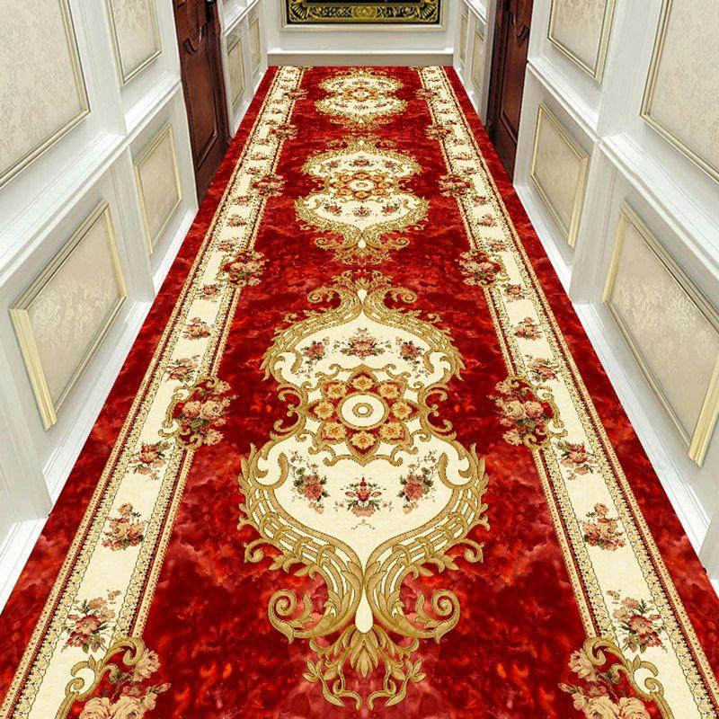 Autumn Style Long Lobby Carpet Fresh Green Grass Pattern Stairway Hallway Home Corridor Carpet Aisle Party Wedding Red Area Rugs