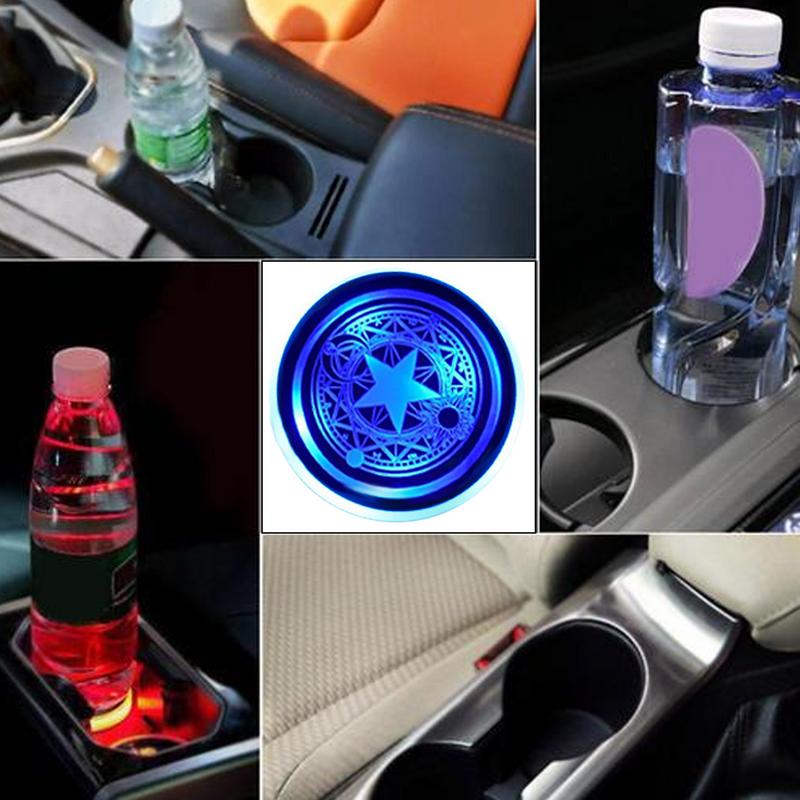 Leuchtende Auto-Becheruntersetzer, rutschfester Auto-Becherhalter-Untersetzer mit LED-Leuchten, intelligenter Sensor, Fahrzeug-Innendekorationsbecher