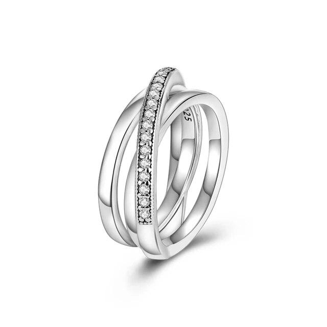 Double Rings Sun With Moon Enamel Zircon Silver Color Finger Rings For Women Girl Female Luxury Party Engagement Jewelry