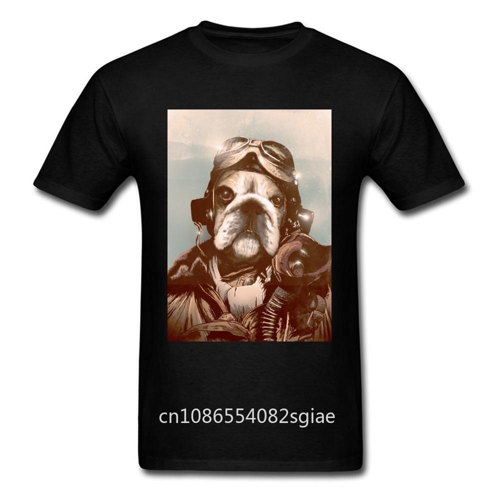 Classic Dog Pilot T-shirt Fighter Dog T Shirt for Man Black Tshirt 3D Cartoon Tops Novelty Tees Mens Summer Clothes Cotton
