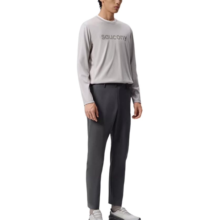 SAUCONY Urban Lifestyle Collection All-Weather Fashion Versatile Crew Neck Long Sleeve T-Shirt Men Tops Smoke-Gray SA2259LT01C-GR084