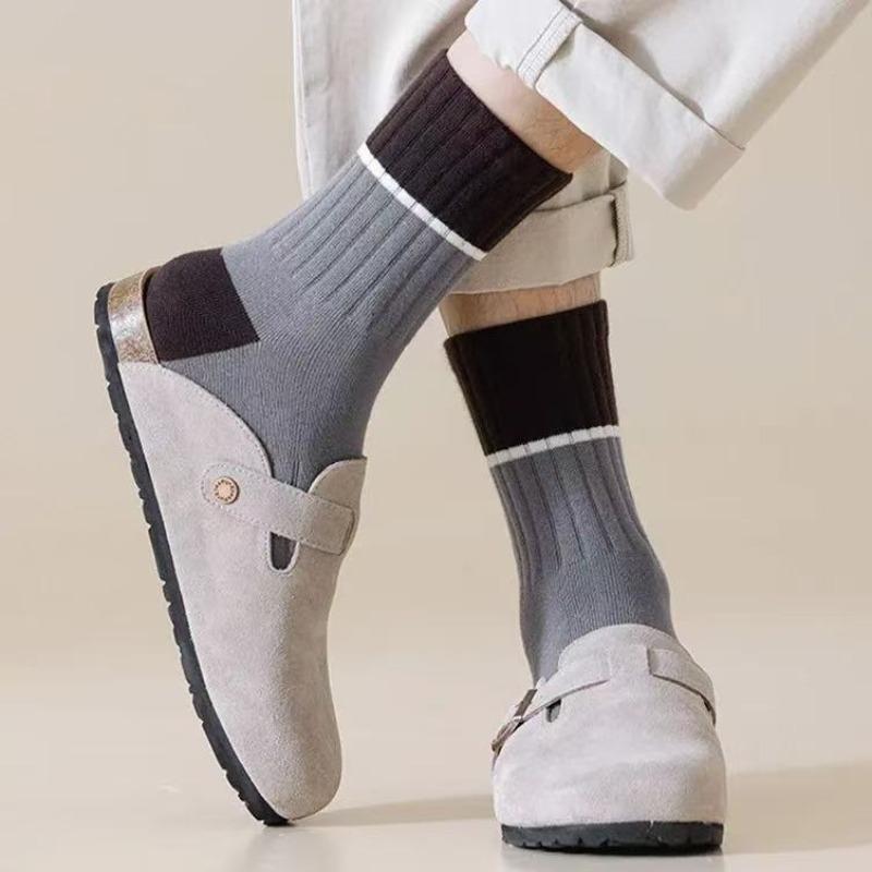5 párů pánských ponožek, teplé sportovní ponožky, pánské ponožky do půli lýtek, podzimní a zimní ponožky absorbující pot, prodyšné ponožky do půli lýtek pro business