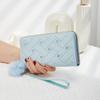 Spring and summer new women's wallet indentation medium and long clutch bag trendy love hairball change mobile phone bag