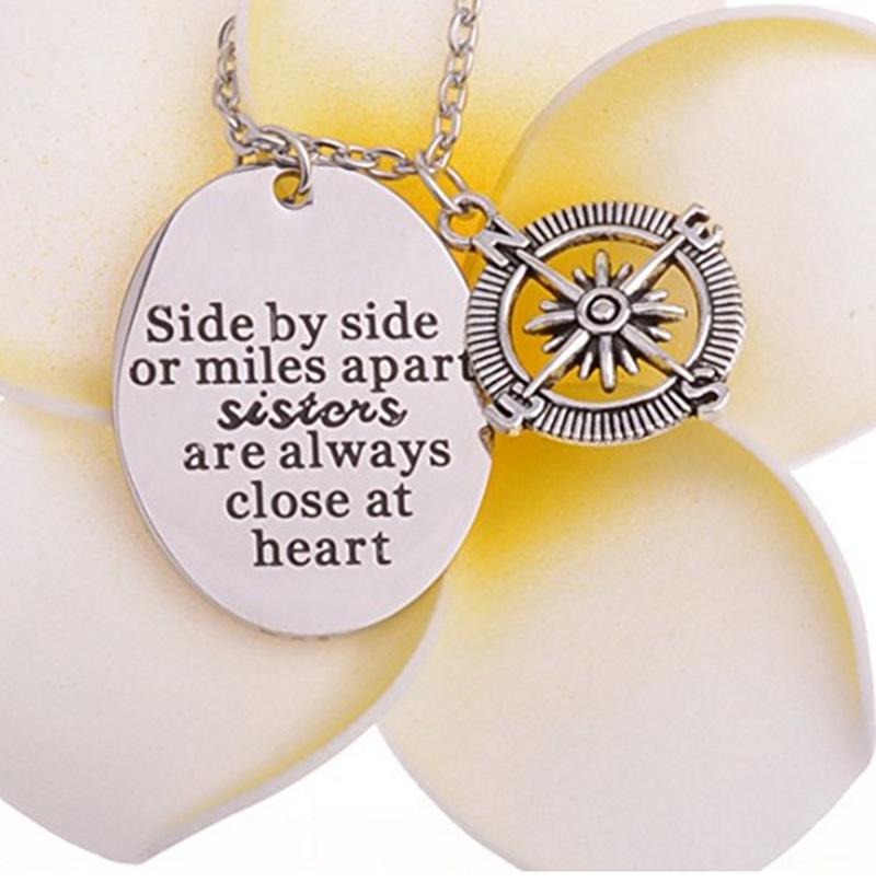 Side By Side Or Miles Apart Sisters Necklace