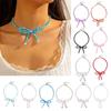 Delicate Bowknot Clavicle Chain Acrylic Beaded Butterfly Bow Collar Necklace Jewelry Clavicle Chain for Women Girls