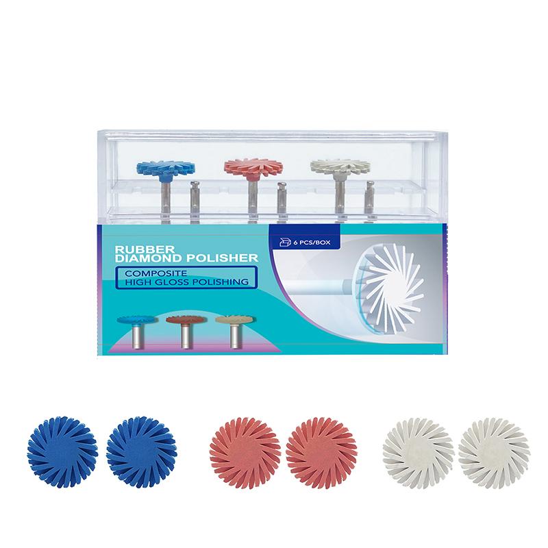 

6Pcs Dental Rubber Polisher Composite Resin Polishing Disc 14Mm Wheel 3 Colors Spiral Easy Operation Flex Brush