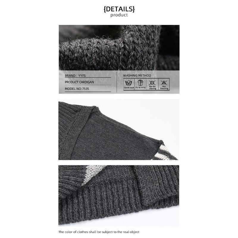 Cardigan in Maglia da Donna a Blocchi di Colore Bianco Nero a Righe, Apertura Frontale, Manica Lunga, Capospalla Casual