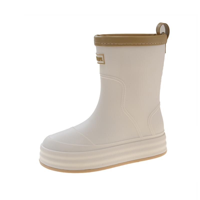 Medium Rain Boots Women's Non-slip Short Rubber Shoes Fleece Warm Water Shoes Kitchen Work Shoes Women's Lightweight Platform Rain Shoes