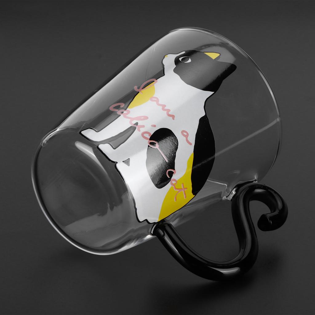 Katze Tasse Kaffee Milch Tee Wasser Glas Kinder Flasche Transparent Hitzebeständig Wiederverwendbare Becher(Weiße Katze )