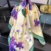 New Versatile Purple Flower 100% Mulberry Silk Silk Scarf Scarf Small Square Scarf