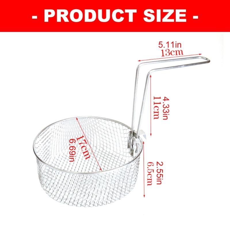 2L 304 Stainless Steel Fry Basket Round Oil Strainer For Kitchen Use Frying And Draining Oil Quickly 17cm