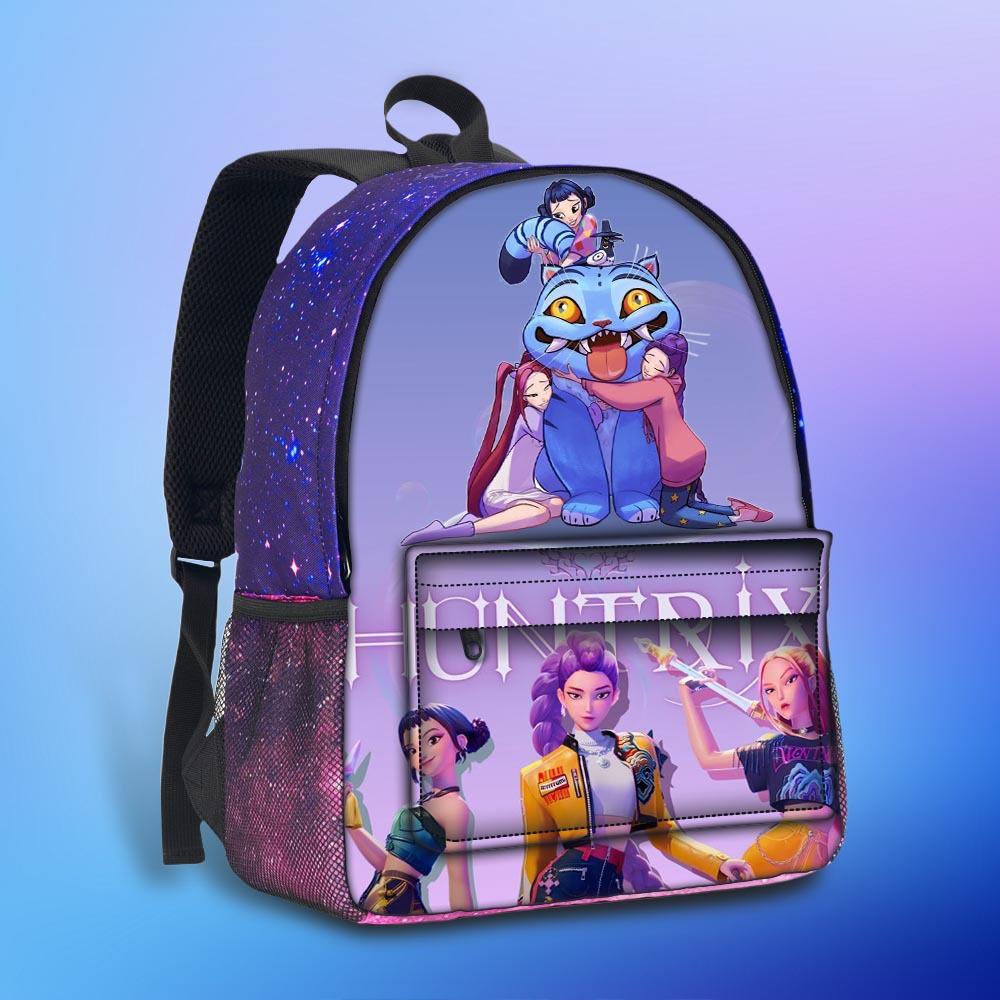 Rucsac Huntrix Kpop 3D Stereoscopic Cer Înstelat, Echipa de Vânătoare de Vrăjitoare, Rucsac Cer Înstelat de Mare Capacitate pentru Elevi de Școală Primară și Gimnazială CLE