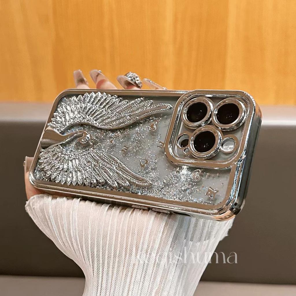 3D Swan Flowing Sand Phone Case for IPhone 16 Pro Protective Case for Apple 15max Case 14plus Trendy