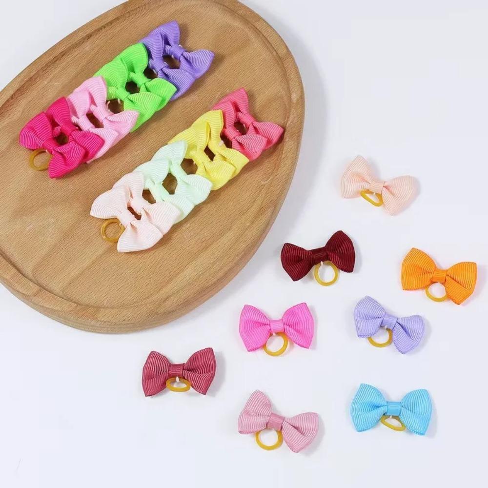 10 szt. Kolorowe kokardki do włosów dla dziewczynek i psów – Młodzieńcze, energiczne gumki do włosów z kokardkami