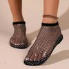 Summer Large Size Women Round Toe Flat Bottom Sandals Hollow Short Boots Water Diamond Sexy Flat Bottom Fashion Banquet Slippers