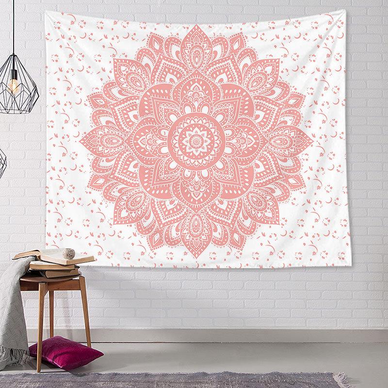 Dark Navy Red Orange Mandala Tapestry Wall Hanging Indian Hippie Bohemian Medallion Aesthetic Wall Art Bedroom Dorm Decor