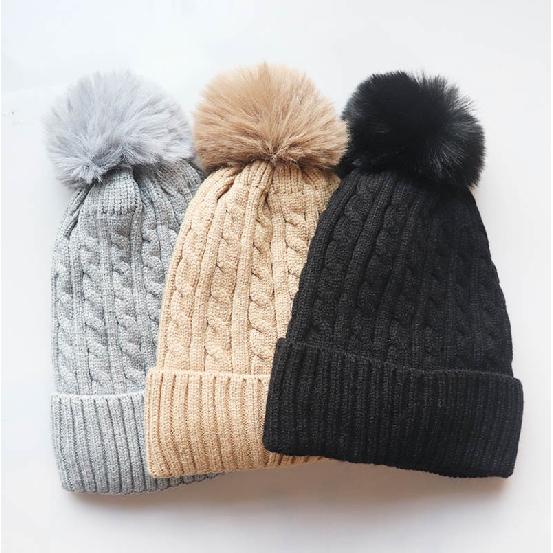 European and American style unisex super elastic soft beanie with fleece lining, warm cable knit hat for autumn and winter