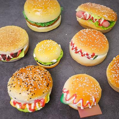 Home Ornament Artificial Food Model Faux Fried Chicken Hamburger Fries Sand Simulation Shopwindow Display Photo Props