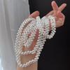 Vintage High-Quality High-Gloss Artificial Australian White Pearl Woven Necklace Evening Chain Collarbone Chain