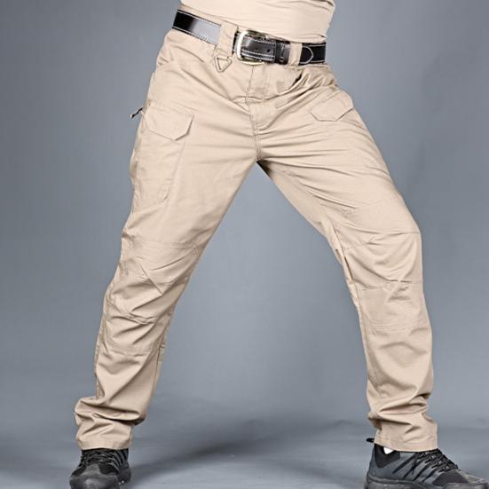 Men Tactical Training Pants Cotton Linen Blend Multiple Pocket Urban Commuter Cargo Trousers Slim Fit Joggers for Work Exercise Outdoor Fishing