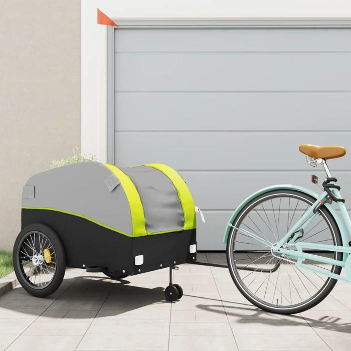 VidaXL Bicycle Trailer Black and Green 45 Kg Iron 94158