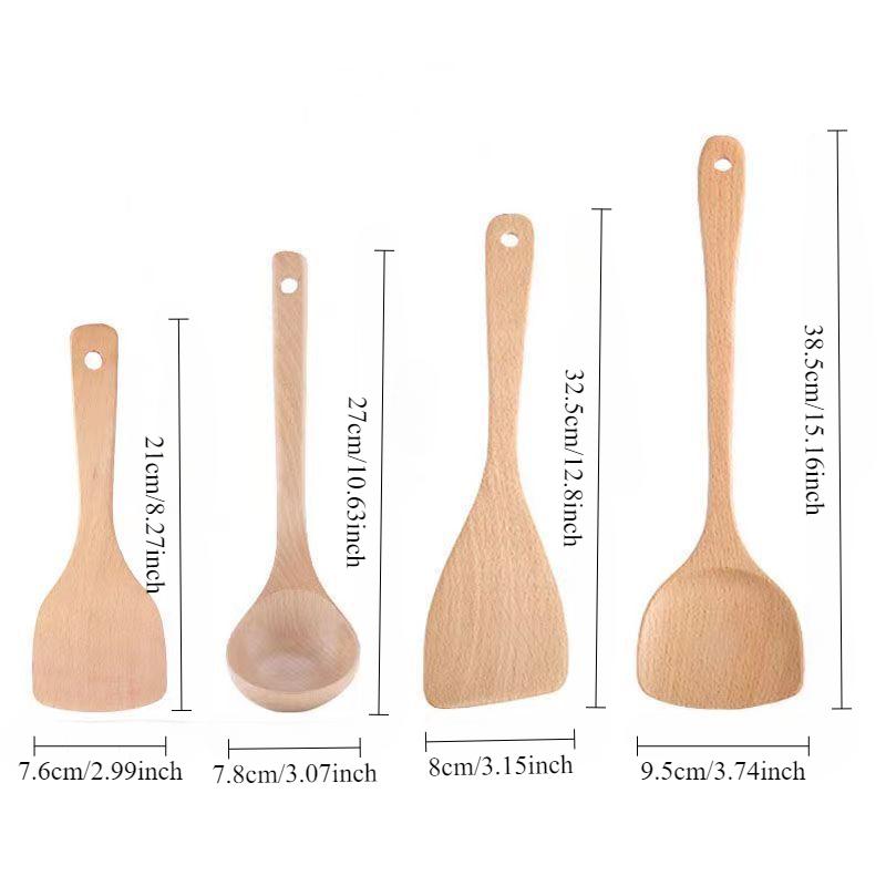 Lacquerless wooden spatula non-stick pan special high temperature household long handle wooden spoon solid wood kitchen utensils
