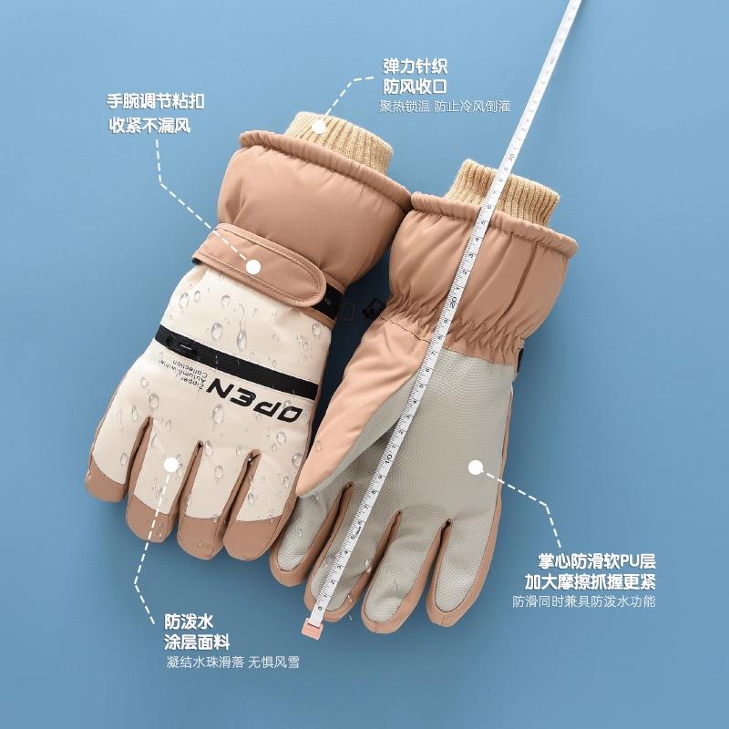 Touch Screen Waterproof Ski Gloves Women's Winter Korean Version Cold-proof and Warm Cycling Cotton Men's Thickened Velvet Student Electric Car