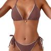 2026 European American Lace Trim Backless Tie-up Bikini